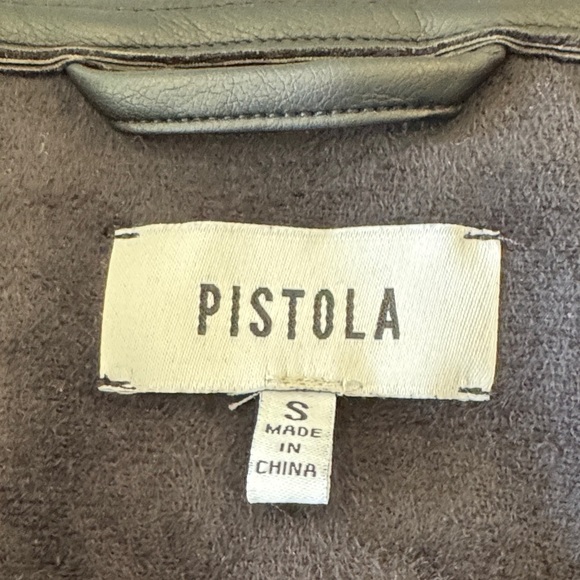 Pistola Adina Black Puff Sleeve Black Faux Leather Blouse Size S - Picture 9 of 15